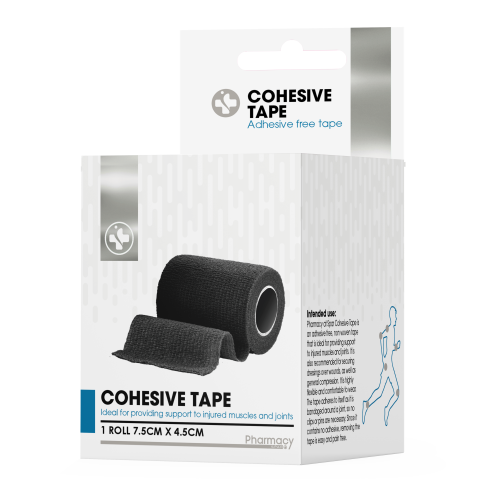 SPAR COHESIVE TAPE 7.5CMx4.5M BLACK (RF)